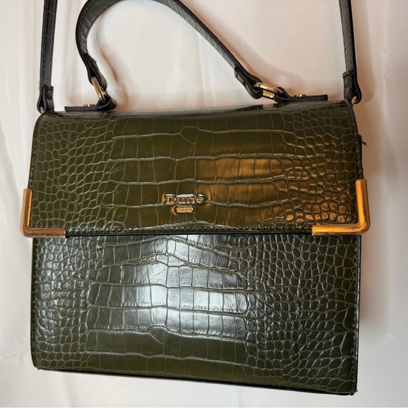 Gorgeous Dune London green faux crocodile embossed top handle bag - Picture 2 of 9